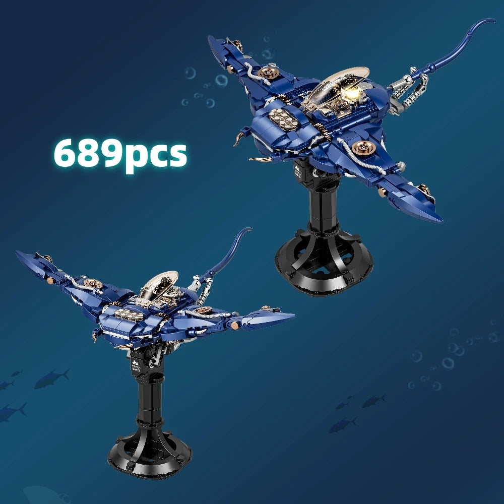 Mechanical Manta Ray - Light-Up MOC Building Blocks Set